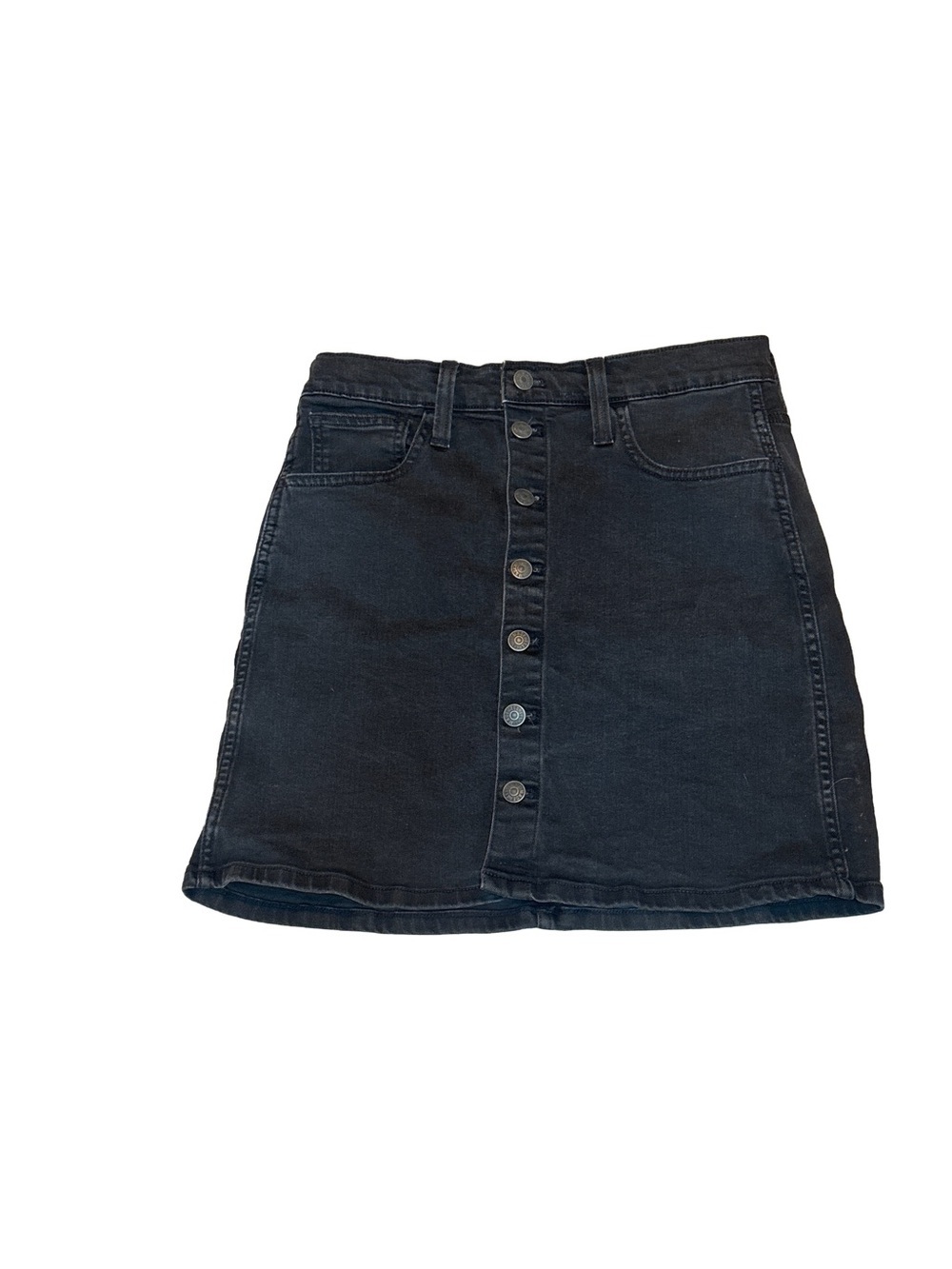 Madewell Black Button-Front Denim Skirt size 28